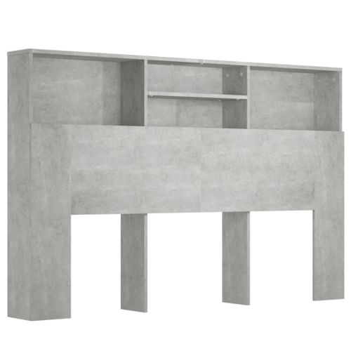 Tête De Lit Avec Rangement Accessoire De Lit Table De Chevet Étagère 160 X 19 X 103,5 Cm Mdf Gris Tdl0200035