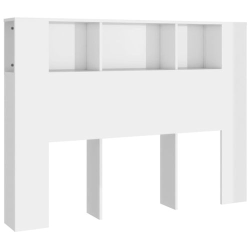 Tête De Lit Avec Rangement Accessoire De Lit Table De Chevet Étagère 140 X 18,5 X 104,5 Cm Mdf Blanc Brillant Tdl0200094