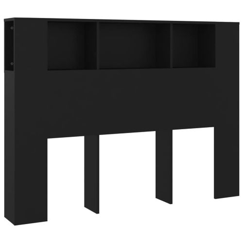Tête De Lit Avec Rangement Accessoire De Lit Table De Chevet Étagère 140 X 18,5 X 104,5 Cm Mdf Noir Tdl0200024