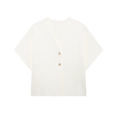 Traf-Cardigan Triblockchain À Lèvent Dorés Sur Le Devant Pour Femme,Pull À Col En V,Manches Courtes Larges,Oupillar Chic,Mode Y