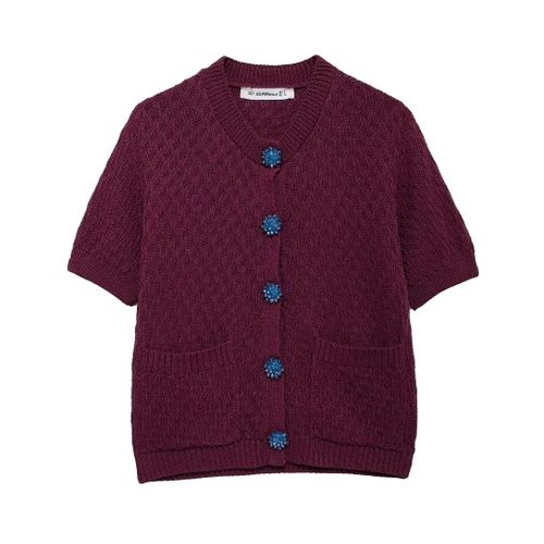 Traf-Cardigan Boutonné À Col En V À Manches Courtes Pour Femmes,Manteau En Tricot Chic,Pull Avec Bijoux,Nouvelle Mode,2024