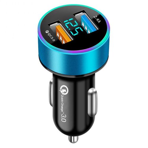 Chargeur De Voiture Led Pour Iphone,Xiaomi,Redmi,Voltmètre,Allume-Cigare Laguna,Charge Rapide,Usb,Qc 3.0,Touriste,5v,Graphite A - Type Blue