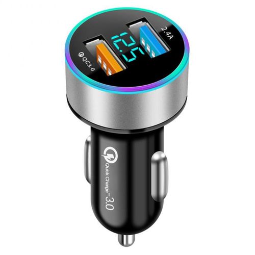 Chargeur De Voiture Led Pour Iphone,Xiaomi,Redmi,Voltmètre,Allume-Cigare Laguna,Charge Rapide,Usb,Qc 3.0,Touriste,5v,Graphite A - Type Silver