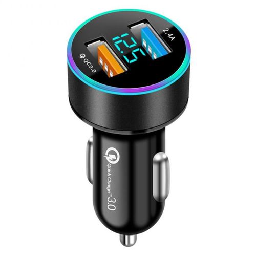 Chargeur De Voiture Led Pour Iphone,Xiaomi,Redmi,Voltmètre,Allume-Cigare Laguna,Charge Rapide,Usb,Qc 3.0,Touriste,5v,Graphite A - Type Black