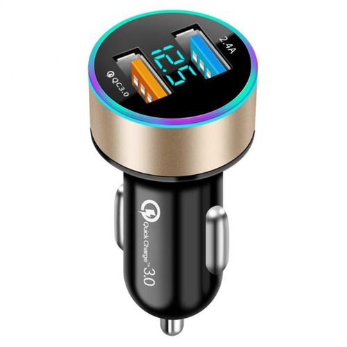 Chargeur De Voiture Led Pour Iphone,Xiaomi,Redmi,Voltmètre,Allume-Cigare Laguna,Charge Rapide,Usb,Qc 3.0,Touriste,5v,Graphite A - Type Gold