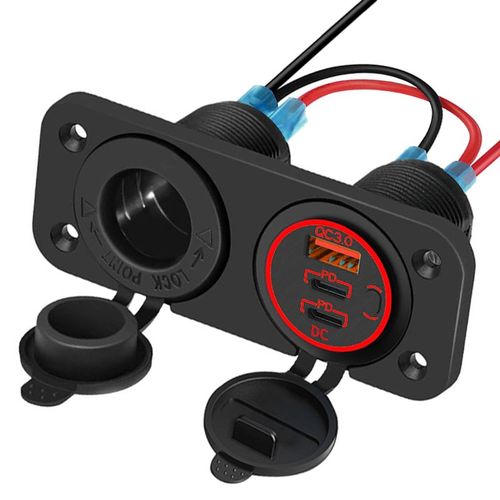 Panneau De Prise Usb Type C À Charge Rapide Pour Touriste,Adaptateur Pour Briquet Laguna,Voiture,Bateau,Montres,Moto,12v,3.0,20w,Pd - Type Red Set