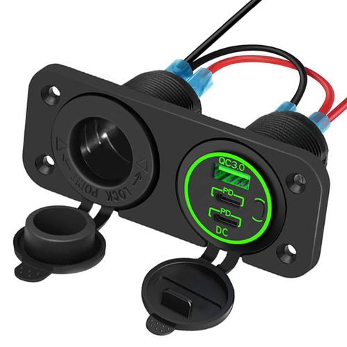 Panneau De Prise Usb Type C À Charge Rapide Pour Touriste,Adaptateur Pour Briquet Laguna,Voiture,Bateau,Montres,Moto,12v,3.0,20w,Pd - Type Green Set