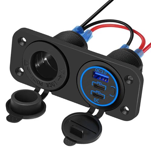 Panneau De Prise Usb Type C À Charge Rapide Pour Touriste,Adaptateur Pour Briquet Laguna,Voiture,Bateau,Montres,Moto,12v,3.0,20w,Pd - Type Blue Set