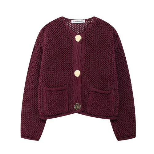 Traf-Cardigans Décontractés À Manches Sulfpour Femme,Pull À Lèvent,Manteau À La Mode,Automne Et Hiver 2024