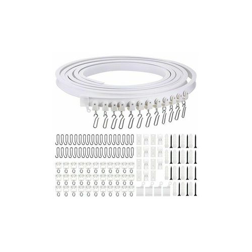 Rail De Rideau Incurvé Au Plafond Pliable De 5 Mètres Rail De Rideau Incurvé Flexible Pour Rail De Rideau Souple Pour Rail De Rideau Avec Crochets De Rideau En Métal, Séparateur De Pièce Pour Rideaux