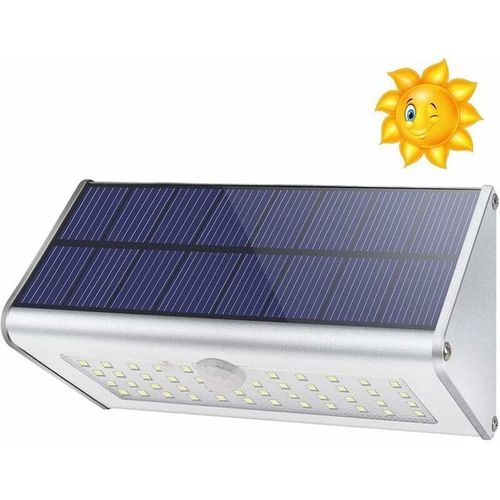 1100 Lm 46 Led 4500mah, Applique Murale Solaire Extérieure, Coque En Alliage D'aluminium, Détecteur De Mouvement, Veilleuse Étanche Sans Fil, 4 Modes Intelligents (Lumière Blanche Chaude)