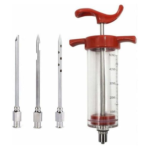 Seringue Alimentaire Seringue À Marinade Outil D'injection D'assaisonnement 30ml Avec 3 Aiguilles Seringue A Saumure Injecteur De Viande Pour Poulet B¿Uf Dinde Viande Rôtis Bbq(A?A)