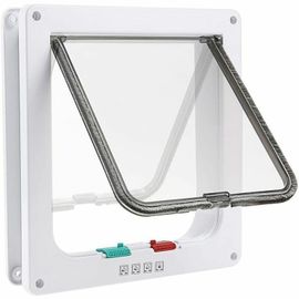 Chatière À 4 Positions Chatière Pour Chat Avec Tunnel Cache Découpe Chatière Chien Porte De Chat Avec Serrure Chatières Pour Petit Animaux Cat Mate Verrouillable Facile À Installer Blanc(M)