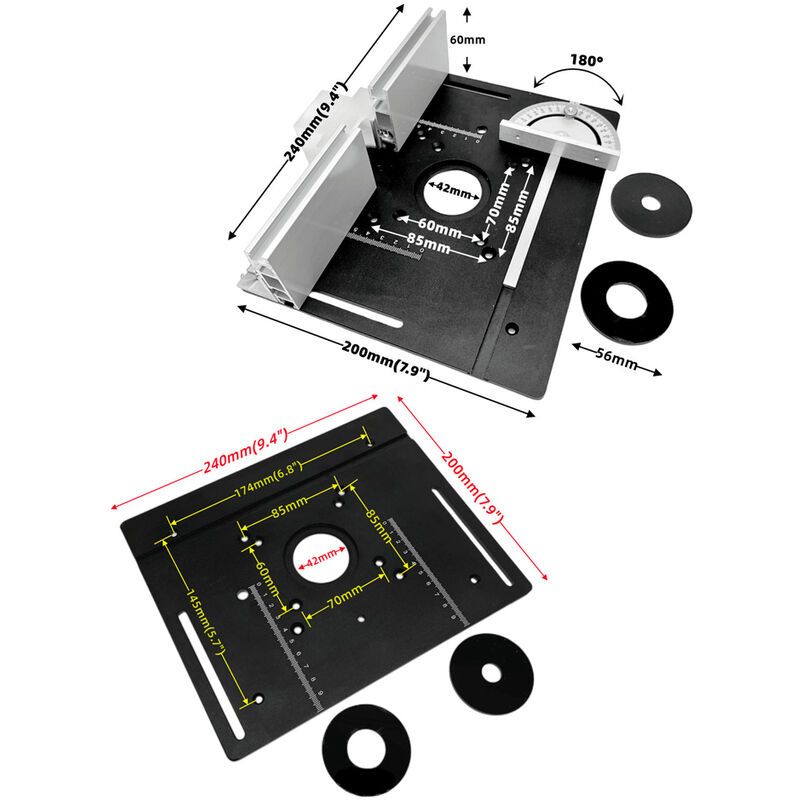 Lot de 3 plaques d'insertion de table de toupie en alliage d... - 4
