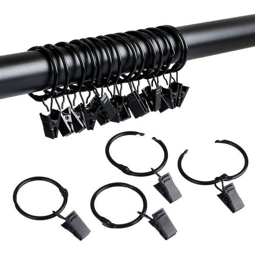 Lot De 36 Anneaux De Rideaux Ouvrants En Métal Avec Clips, Diamètre Intérieur De 3,2 Cm.
