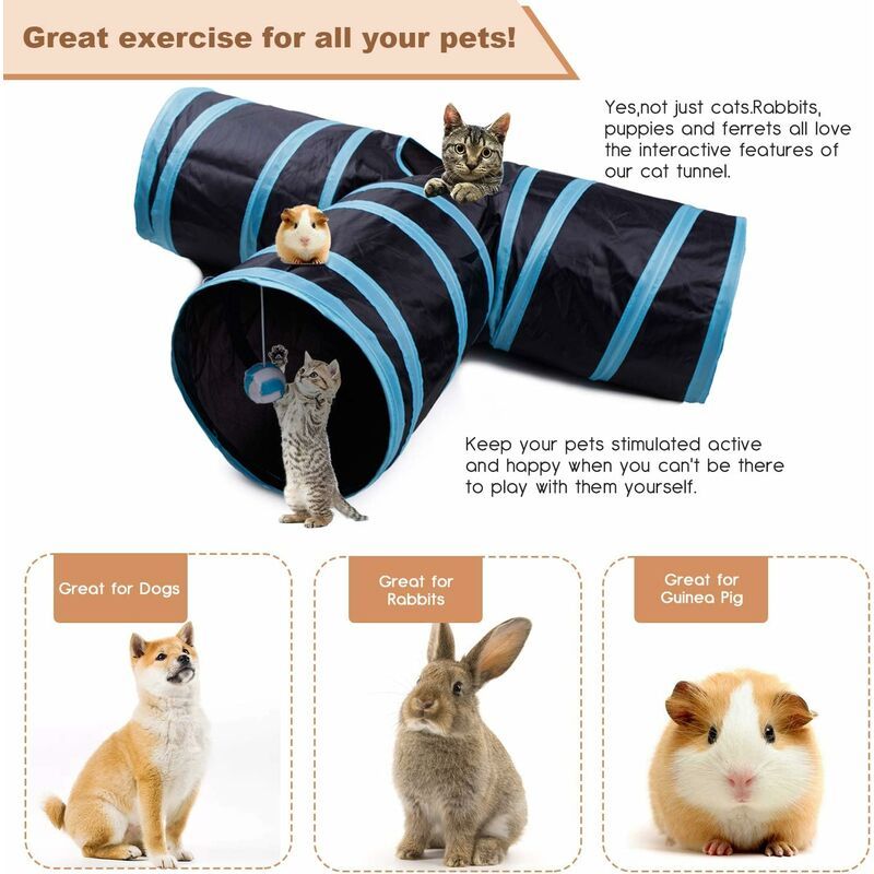 Tunnel Chat Jeu Chat, Tunnel Lapin Pet Tunnel 3 Way Crinkle ... - 2