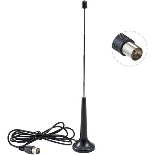 Antenne TV DVB-T Antenne HDTV Numérique avec Base Magnétique Connecteur Mâle TV Télescopique 5 Sections 5dBi VHF/UHF Mini Antenne TV 1.5 m Câble Coaxial RG174 pour DVD LCD TV Appareils DVB-T(Q1073)