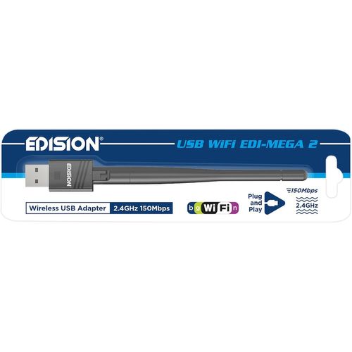 Adaptateur WiFi USB EDI-Mega 2,WiFi dongle MTK7601,150 Mbps,2.4GHz,Antenne inclinable,Compatible avec Picco T265 Pro HD,Ping T2/C,Proton S2 Plus,Piccollino,Piccollo,Windows & Linux(Q1118)