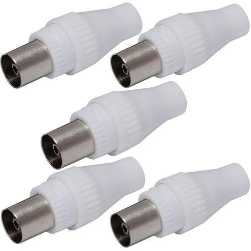 Lot de 5 fiche/prise/connecteur d'antenne RF femelle droit TV pour câbles coaxiaux - SAT adaptateur télé coupleur(Q238)
