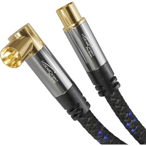 Cable antenne HDTV 2 m (75 ohms,connecteur F coaxial coudé (90°) tressé & connecteur coaxial droit M,câble coaxial pour TV,HDTV,radio,DVB-T2,DVB-C,DVB-S,connecteur coudé)(Q900)