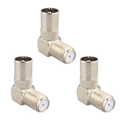 Lot de 3 Connecteurs Coaxiaux Mâles à Angle Droit pour Antenne TV vers Prise F Coudée à 90 Degrés - Convertissez Le Câble Existant en Connecteur à Angle Droit pour Décodeur Numérique(Q270)