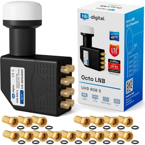 LNB LNC Full HD TV 3D + Contacts or + kit de protection (extensible) en HB DIGITAL. Kit avec prise F dorée offerte(Q1210)