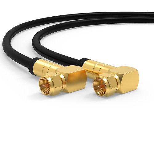 Câble SAT Premium 15m - Câble Coaxial Connecteur F coudé 90° Classe A+ - Câble Antenne Fiche F pour TV,Routeur & Modem Internet - Supporte HD,4K UHD,8K,DVB-S/S2 - Câble Satellite Noir(Q964)