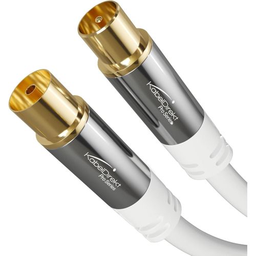 Câble Antenne TV 4K,Câble Coaxial 2 m Câble TV numérique et analogique,connecteurs métalliques Disponible en 0,5-20 m (Fiche à prise,pour DVB-C/DVB-T/DVB-S,blanc)(Q88)