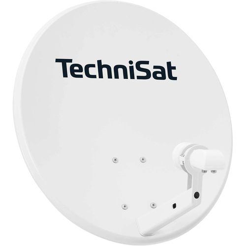 60 - Antenne parabolique pour 2 participants (Installation Satellite numérique de 60 cm,kit Complet Comprenant avec Support de mât et LNB Twin Universel) Gris Clair(Q321)