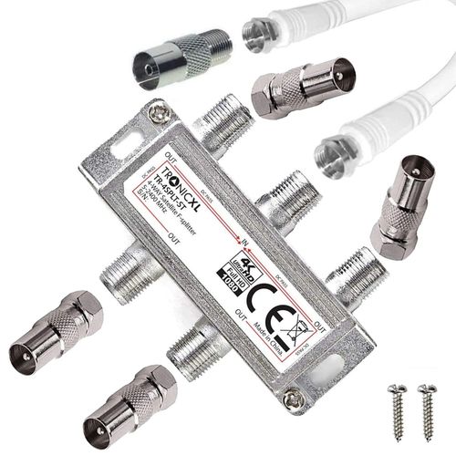 Répartiteur d'antenne 4 voies IEC Câble adaptateur TV satellite BK Répartiteur TV par câble 4 voies HD Unicable DVBC(Q1040)