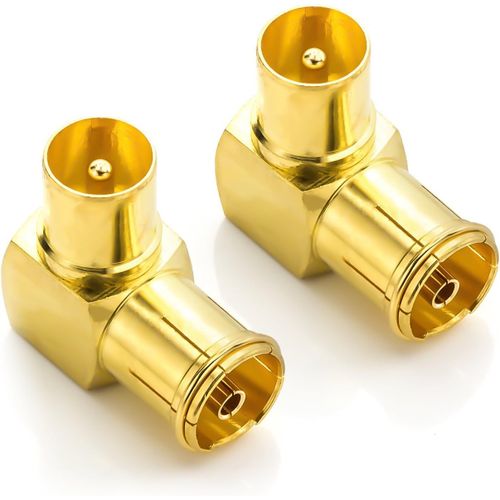 2X 90° IEC Adaptateur Connecteur d'angle Set Connecteur Coaxial Coudé à 90° d'angle pour Radio Télévision Câblée DVB-T DVB-T2 HD(Q181)