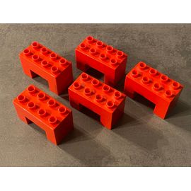 Lot de 5 LEGO DUPLO rouge brique coupée sur le bas 6394