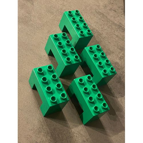 Lot de 5 LEGO DUPLO vert brique coupée sur le bas 6394