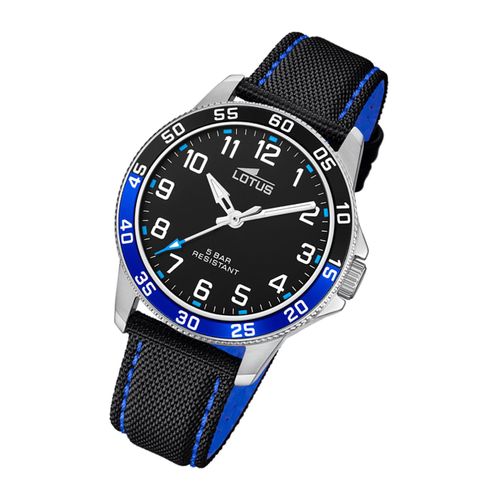 Lotus Youth Watch Sport 18787/2 Montre En Cuir Junior Noir Bleu Ul18787/2