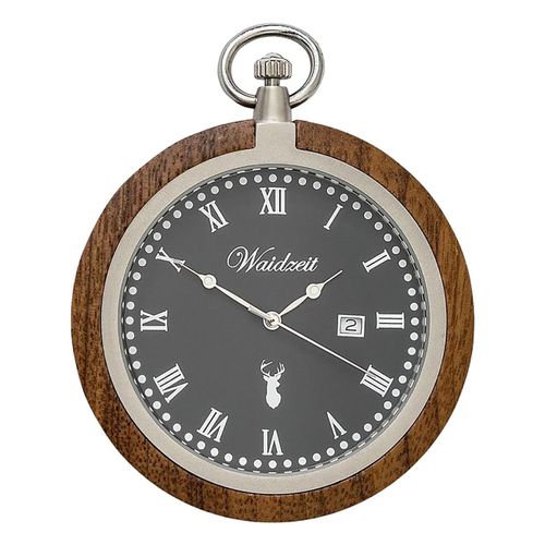 Waidzeit Montre De Poche Pour Homme En Acier Inoxydable Noyer Marron Foncé Avec Chaîne De Montre Uwatr01
