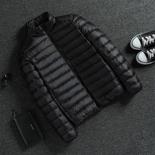 Veste En Coton Doublée De Sourire Ultra-Mince Pour Hommes,Col Montant Court,Parkas Décontractées,Combinaison Légère,Grande Taille,Hiver