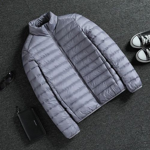 Veste En Coton Doublée De Sourire Ultra-Mince Pour Hommes,Col Montant Court,Parkas Décontractées,Combinaison Légère,Grande Taille,Hiver
