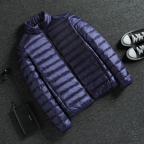 Veste En Coton Doublée De Sourire Ultra-Mince Pour Hommes,Col Montant Court,Parkas Décontractées,Combinaison Légère,Grande Taille,Hiver