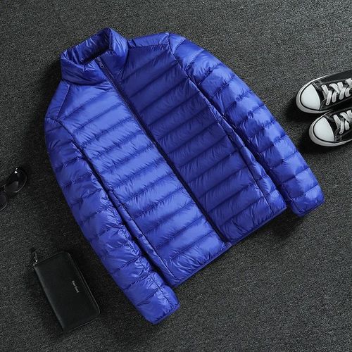 Veste En Coton Doublée De Sourire Ultra-Mince Pour Hommes,Col Montant Court,Parkas Décontractées,Combinaison Légère,Grande Taille,Hiver