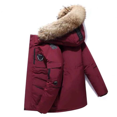 Parka À Capuche Multi-Poches En Duvet De Canard Blanc Résistant Pour Homme,Manteau Épais Coupe-Vent,Veste Optique À Capuche Avec Col En Fourrure,-30