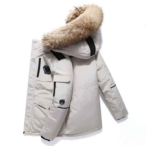 Parka À Capuche Multi-Poches En Duvet De Canard Blanc Résistant Pour Homme,Manteau Épais Coupe-Vent,Veste Optique À Capuche Avec Col En Fourrure,-30