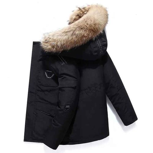Parka À Capuche Multi-Poches En Duvet De Canard Blanc Résistant Pour Homme,Manteau Épais Coupe-Vent,Veste Optique À Capuche Avec Col En Fourrure,-30