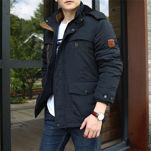 Veste En Coton Chaud Pour Hommes Avec Optique,Velours Et Longueur,Pardessus Décontracté,Vêtements D'extérieur,Automne,Hiver,