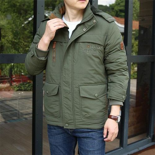 Veste En Coton Chaud Pour Hommes Avec Optique,Velours Et Longueur,Pardessus Décontracté,Vêtements D'extérieur,Automne,Hiver,
