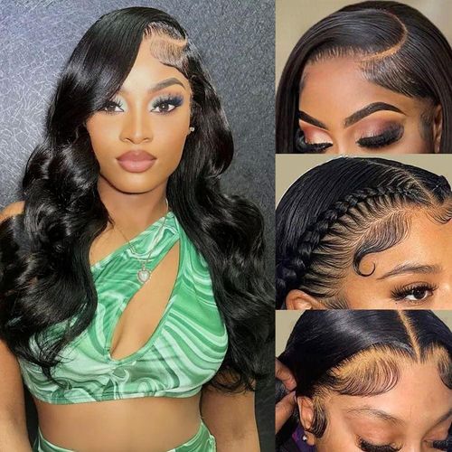 Perruque Bresilienne Cheveux Humain Lace Frontal Wig Perruque Femme Naturelle 4x4 Hd Lace Closure Wig Malaysia Human Hair Wig With Baby Hair Pre Plucked Body Wave Wig 180% Density 45cm 