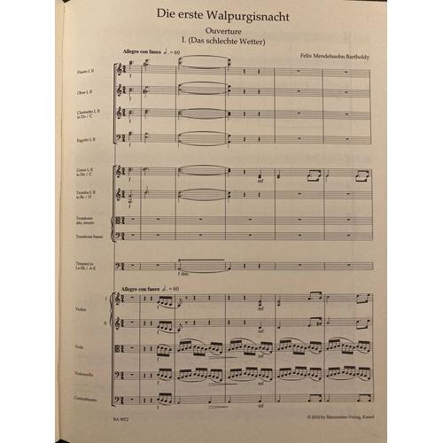 Mendelssohn Die Erste Walpurgisnacht Orchestral Score