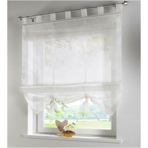 Rideaux Romain Interieur De Fenetre Voile Rideau De Cuisine Salon Hauteur 155cm Beige Largeur 80cm