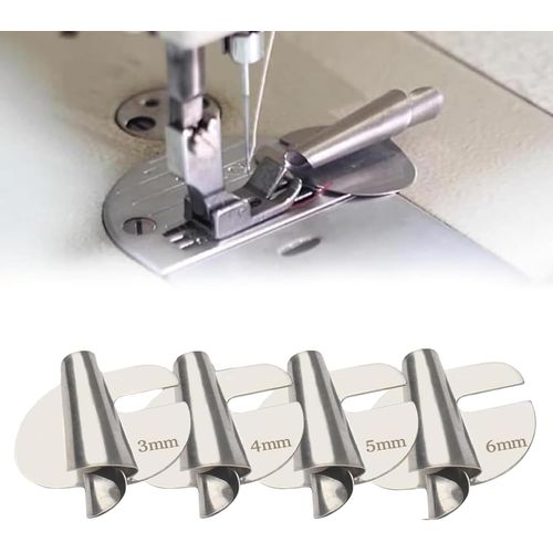 Lot de 4 Pieds-de-biche pour Machines à Coudre surjeteuse,Accessoires de Couture,Pied à Ourlet roulé,Pied inhibiteur de défilement courbé Industriel Domestique (3 mm-6 mm).[Y898]