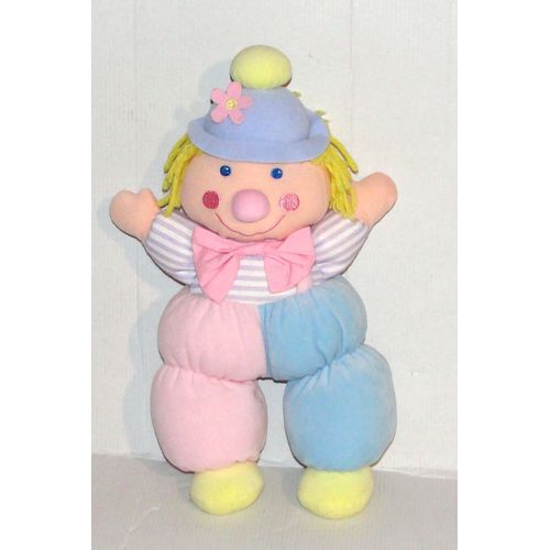 Doudou Clown Bleu Et Rose Pastel 32cm
