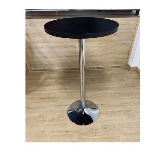 Table Design Haute Bar Pied Reglable En Haut Base Et Colonne Chromées Plateau De 60 Cms De Diamètre En Bois Haute Résistance Hauteur Max 110 Cm Console Tablette Mange Debout Gueridon Coin Apero